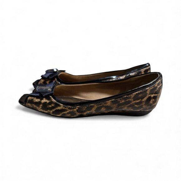 AK Anne Klein Sport Leopard Jeweled Bow Flats 9 New - Picture 3 of 6